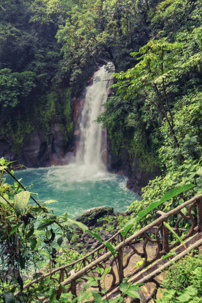 istock Portrait view landscape of the Rio Celeste waterfall 1813661919