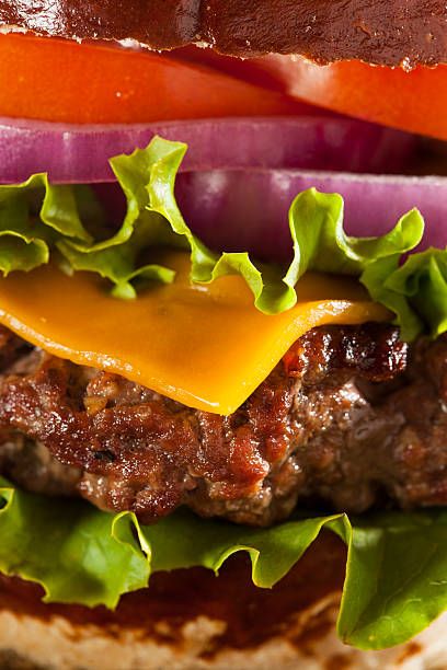 istock Gourmet Cheese Burger on a Pretzel Roll 181366318
