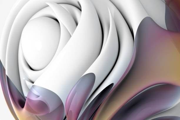 istock 3d render abstract art with surreal alien flower part in spherical organic curve wavy smooth and soft biological lines forms in white ceramic material with matte glass parts in purple and orange color 1813824906
