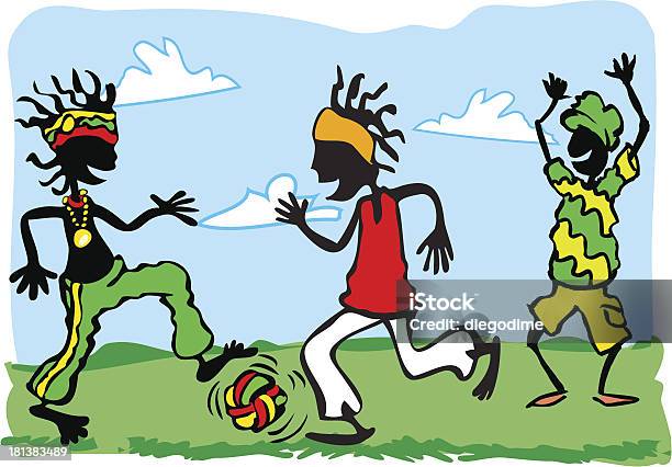 Бразильский Футбол Игра — стоковая векторная графика и другие изображения на тему Регги - Регги, Люди, Африканская этническая группа