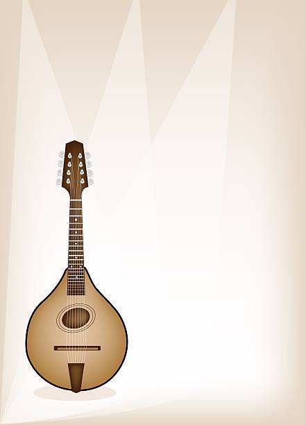 piękne antyczny mandolina na etapie brązowe tło - tabulature stock illustrations