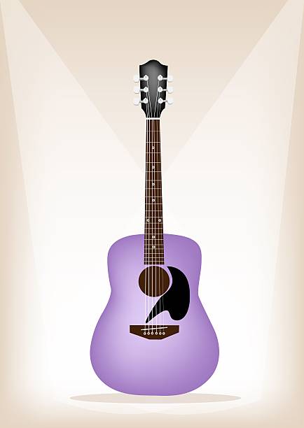 piękne fioletowy gitara na etapie brązowe tło - tabulature stock illustrations