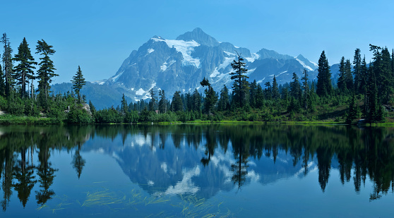 Mt. Shuksan reflected in Picture Lake Mt. Baker-Snoqualmie Nat'l Forest