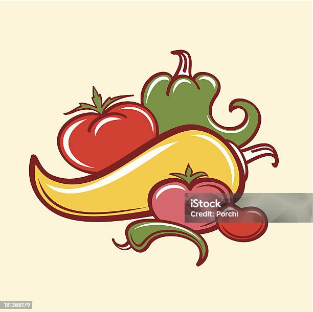 Poivrons Et De Tomates Vecteurs libres de droits et plus d'images vectorielles de Aliment - Aliment, Beauté, Chaleur