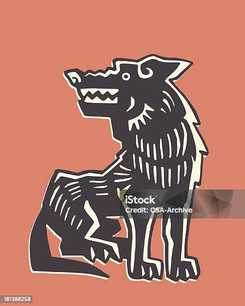 Wolf Stock Illustration - Download Image Now - Wolf, Line Art, Illustration