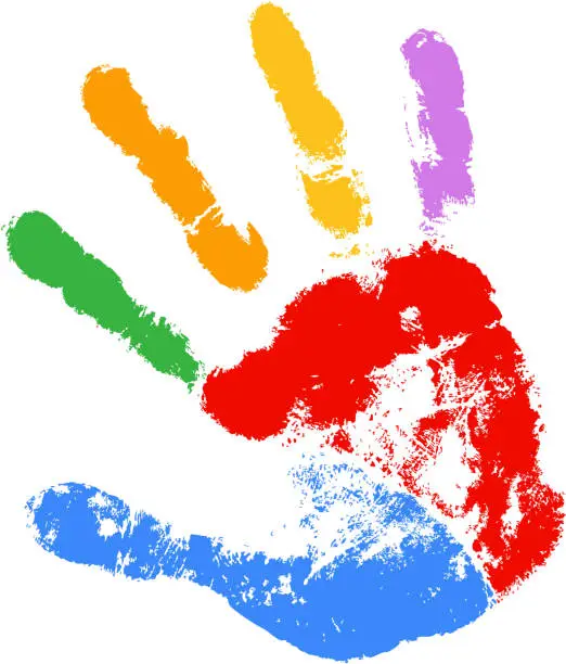 Vector illustration of color of handprint