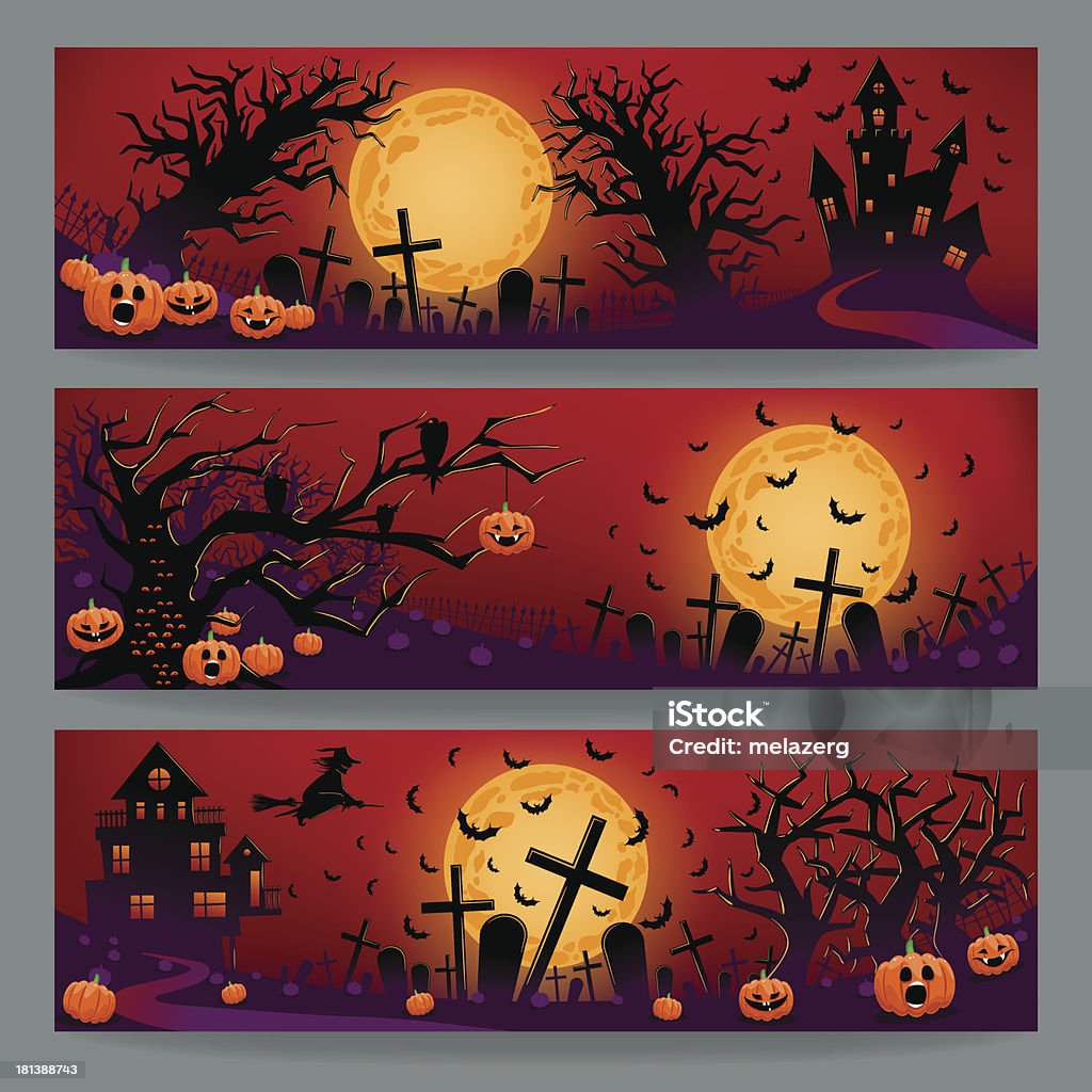 Tre banner di Halloween - arte vettoriale royalty-free di Halloween