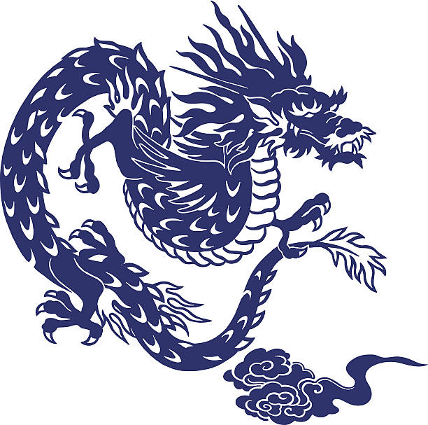 ilustraciones, imágenes clip art, dibujos animados e iconos de stock de japanesque dragon - lindworm
