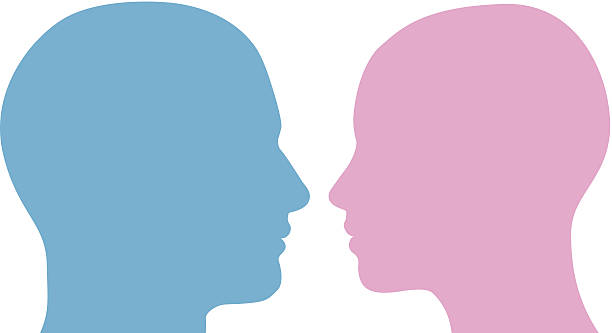 istock Man and woman heads silhouette 181391128