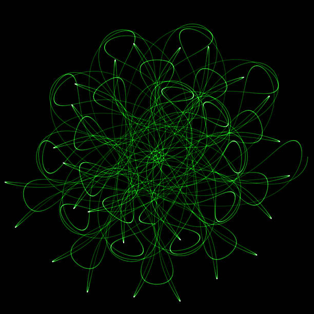Flower spirograph pendulum photography is on black background.