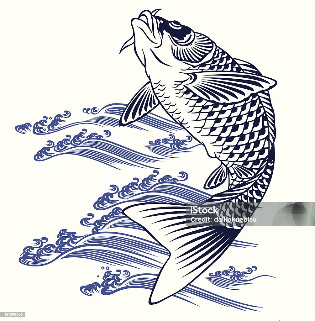 carp japonés - arte vectorial de Agua libre de derechos