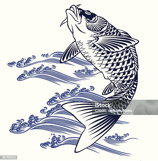 Ilustración de Carp Japonés y más Vectores Libres de Derechos de Agua - Agua, Agua del grifo, Agua descendente