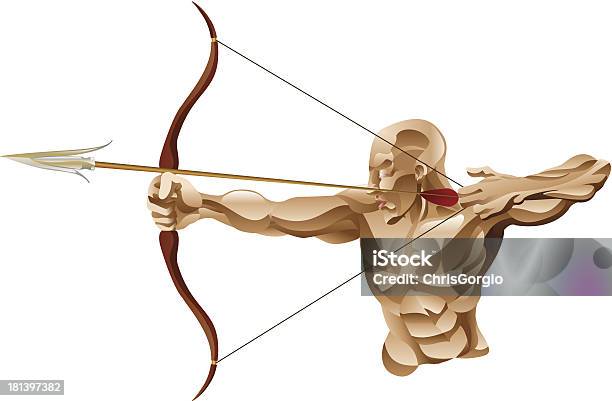 Archer Иллюстрация — стоковая векторная графика и другие изображения на тему Archery - Archery, Bowman Lake, В профиль