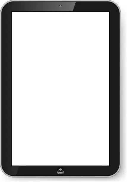 Vector illustration of Black tablet with blank screen on white background
