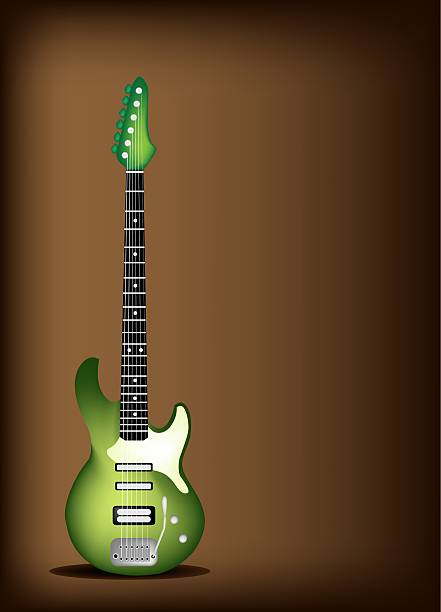 green gitara elektryczna na ciemnym tle brązowy - tabulature stock illustrations