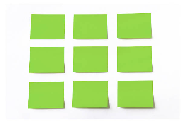 Set of green sticky notes stock photo