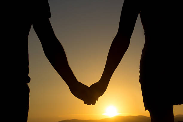 istock Holding hands in front of sunset 181401173