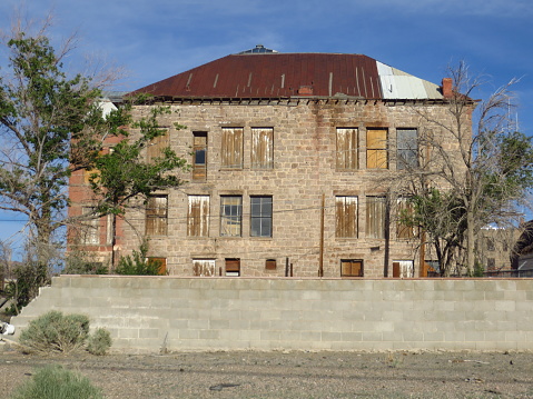 Historic Abandoned Old Multi-story Brick Building in Goldfield, Nevada