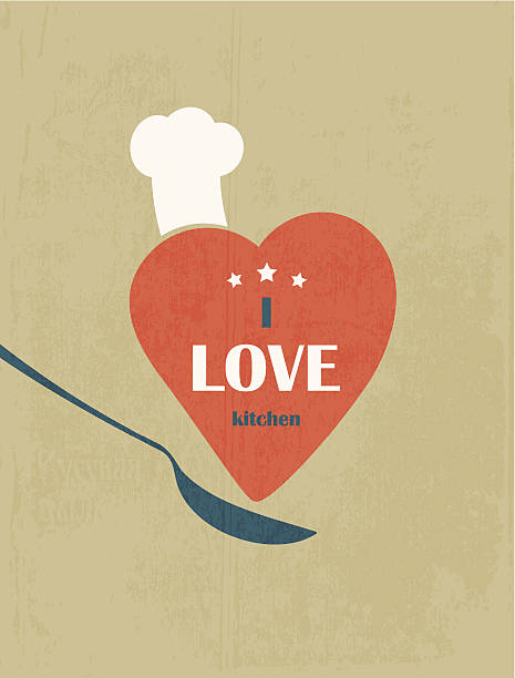 I love the kitchen. Retro poster. vector art illustration
