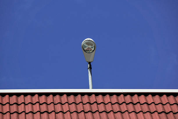 single lamp above roof stock photo