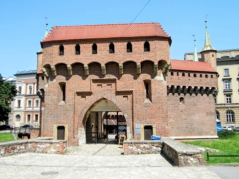 Krakow historical building old town architecture square tower wall gate Poland