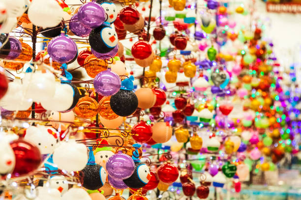 Handcrafted glass spheres on display