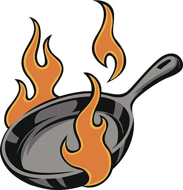 Vector illustration of hot frying pan
