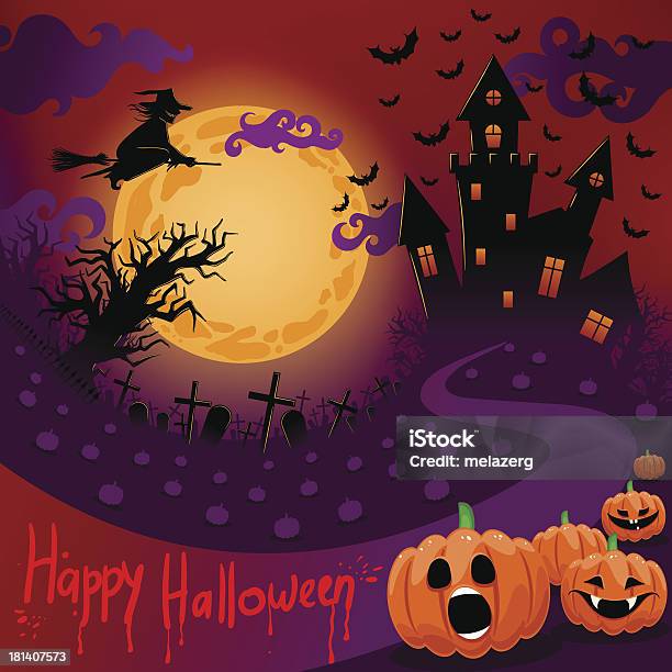 Ilustración de Ghostly Castillo y más Vectores Libres de Derechos de Halloween - Halloween, Amarillo - Color, Arquitectura exterior