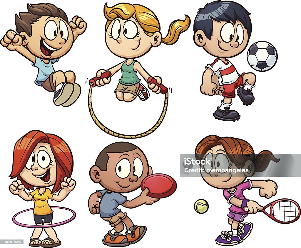 Cartoon Kids Playing Stock Illustration - Download Image Now - Child,  Cartoon, Girls - iStock