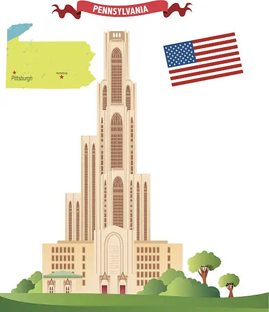 Vector illustration of Pennsylvania and Pittsburgh City