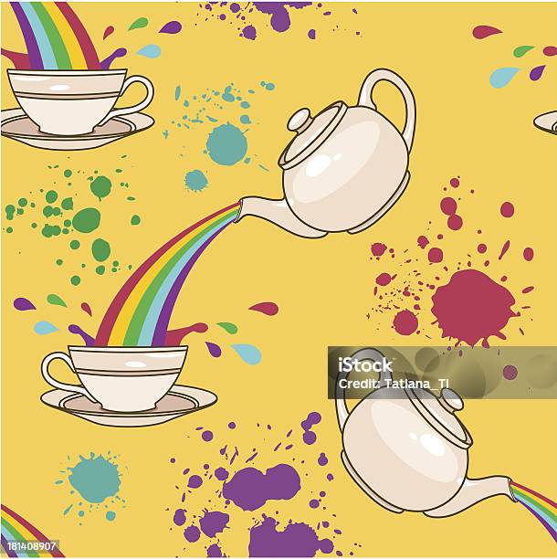 Rainbow Чай С Рисунком В Виде Брызг — стоковая векторная графика и другие изображения на тему Наливать - Наливать, Наполнять, Чай - горячий напиток