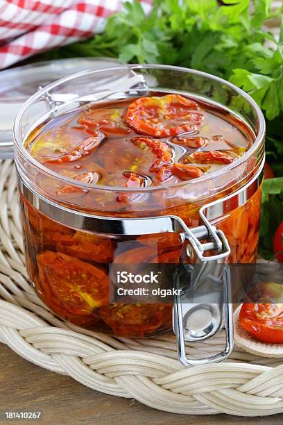 Sundried Tomatoes With Herbs And Olive Oil Stock Photo - Download Image Now - Preserved in Oil, Tomato, Appetizer