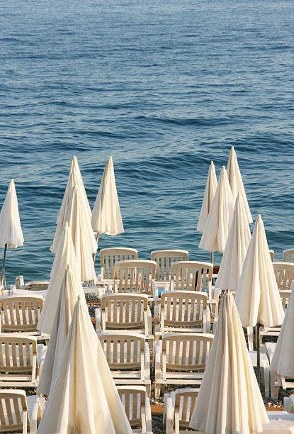 istock Closed Beach sunshade in Nice, french riviera. 181411892