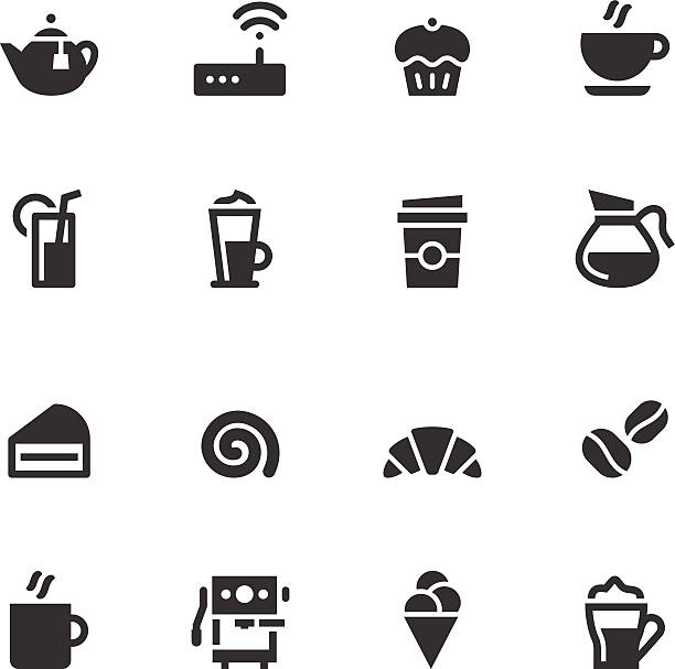 illustrations, cliparts, dessins animés et icônes de café série d'icônes-noir - club sandwich picto