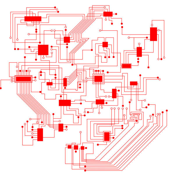 illustrations, cliparts, dessins animés et icônes de rouge fond abstrait circuit intégré - technology computer chip industry electrical equipment