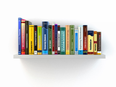 Concept of learning. Books on the shelf. 3d