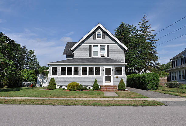 Suburban Gable Style Home with Dormer stock photo