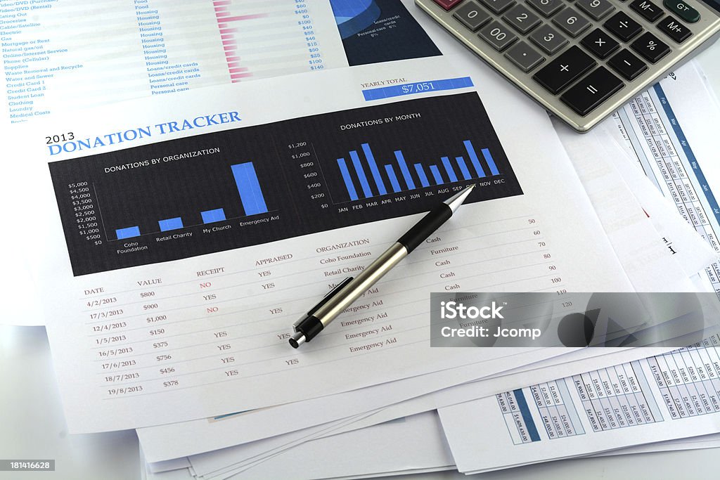 Donazione tracker sheet tabella - Foto stock royalty-free di Agenda