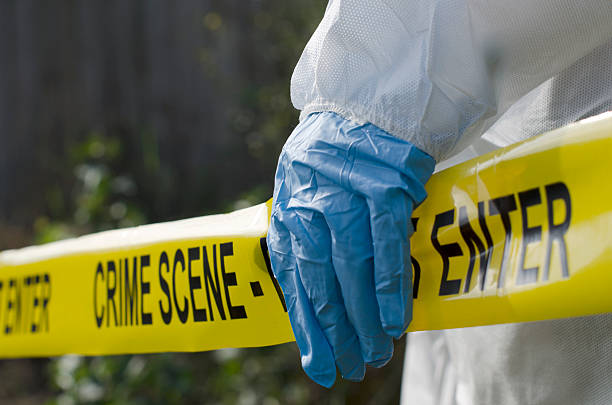 Crime Scene Investigation Forensic investigator working at a crime scene crime scene stock pictures, royalty-free photos & images