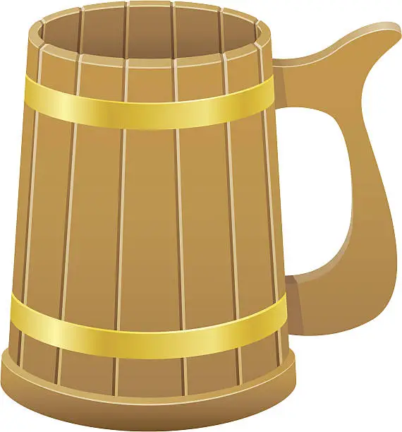 Vector illustration of wooden beer mug vector illustration