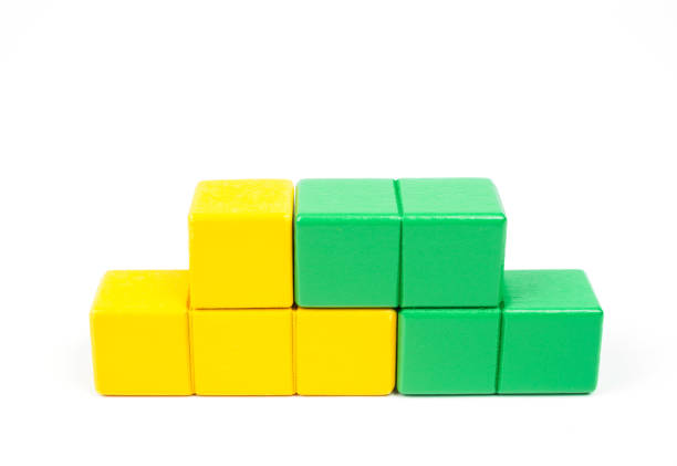 tetris tangram block on white background - block puzzle organization solution fotografías e imágenes de stock
