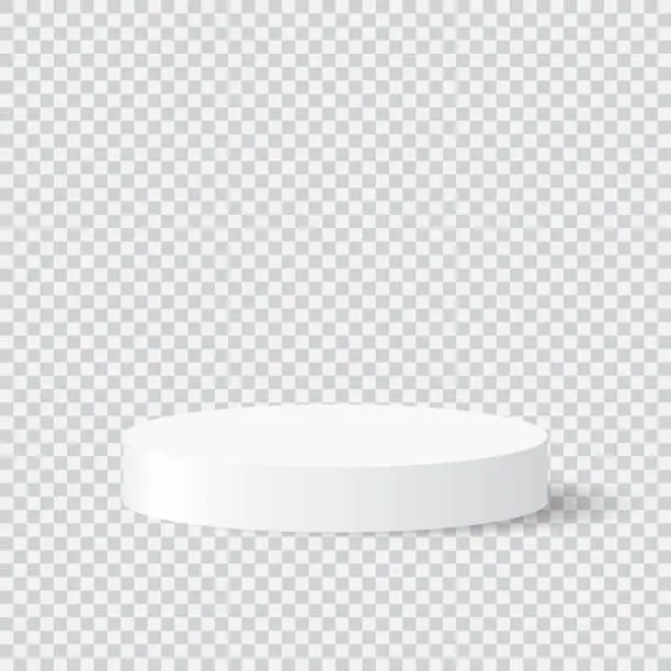 Vector illustration of White blank podiums stand to show products on transparent background, Vector illustration.