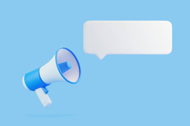 istock Cartoon megaphone with notification speech bubble on blue background 1814197968