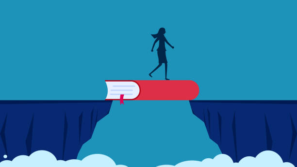 istock Overcoming obstacles in learning. woman crossing the book bridge 1814199537