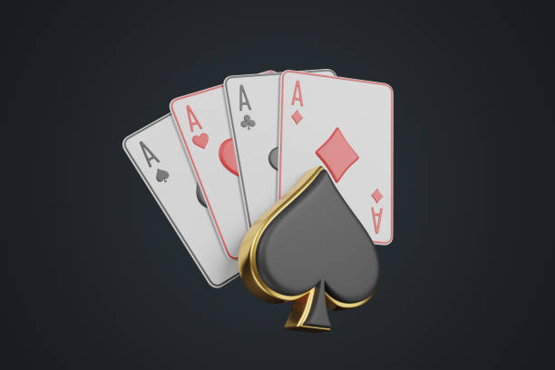 Playing cards with aces cards symbols on a black background