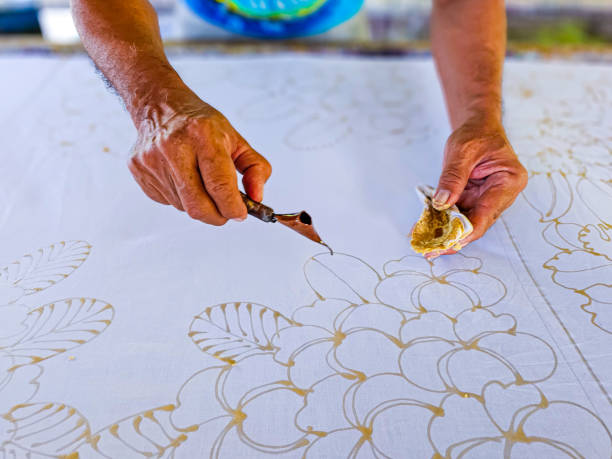 istock Batik fabric with beautiful colorful patterns in Thailand. 1814205306