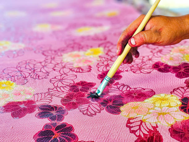 istock Batik fabric with beautiful colorful patterns in Thailand. 1814206368