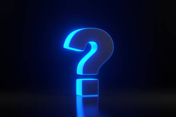 istock Question mark with bright glowing futuristic blue neon lights on black background 1814207212