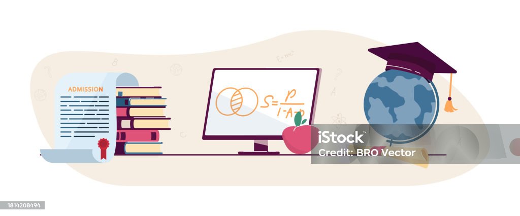 Students Computer Formula Books Computer With Formula Stock Illustration - Download Image Now ...