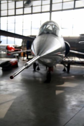 the plane in the hangar